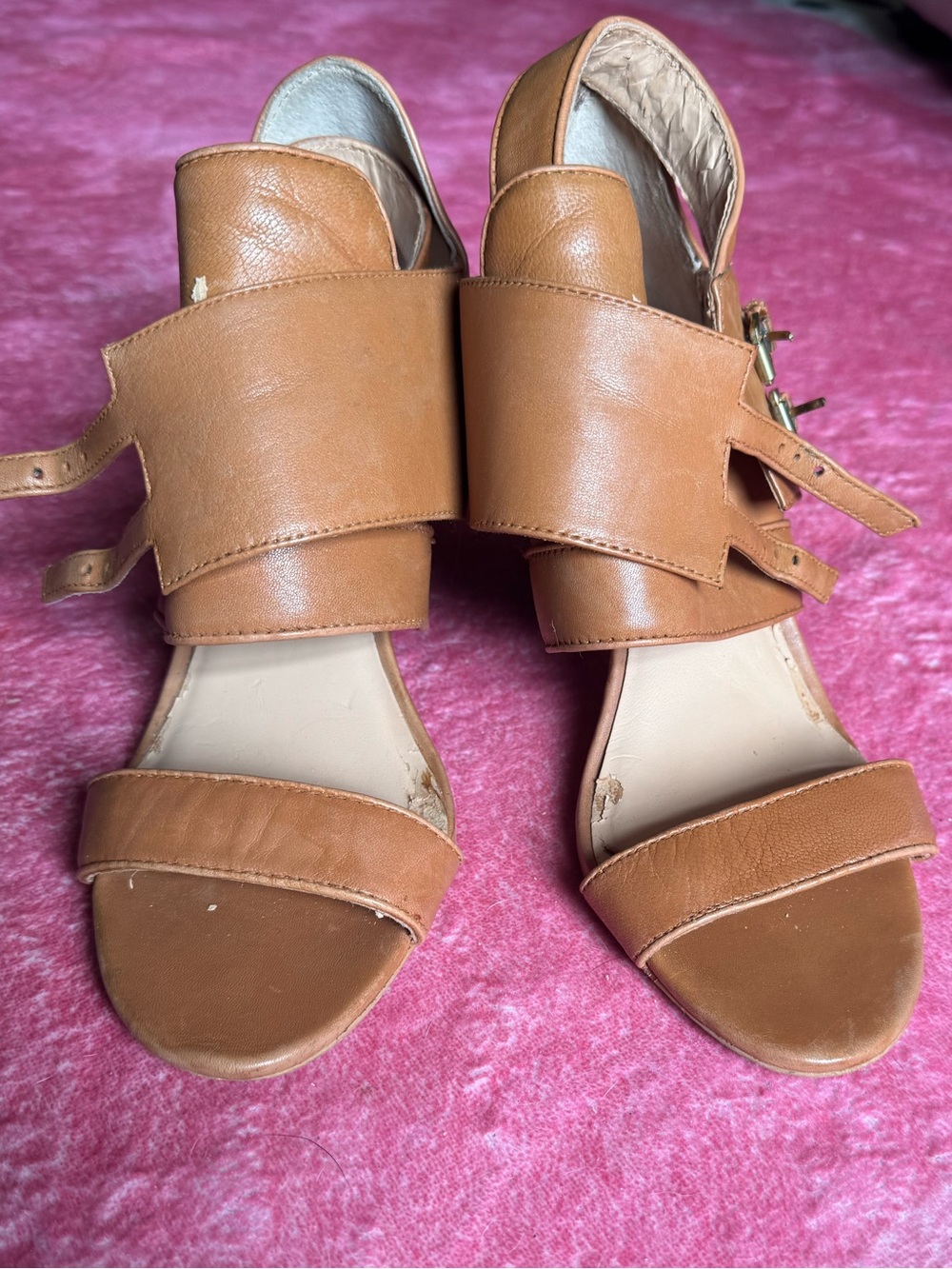 BCBGeneration Tan Buckle Sandals – US 7.5